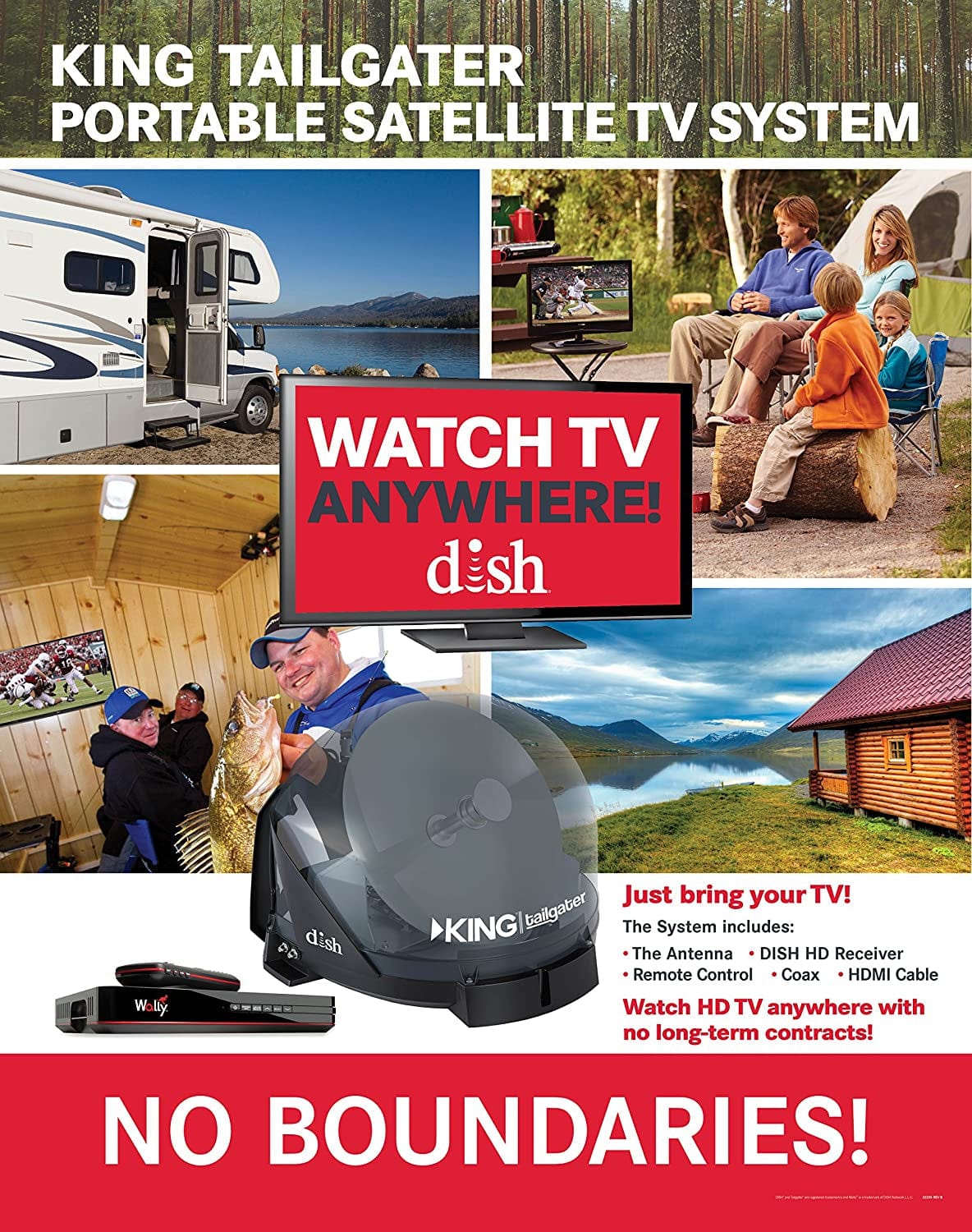 VQ4550 Tailgater Bundle - Portable Satellite TV Antenna and DISH Wally HD Receiver.