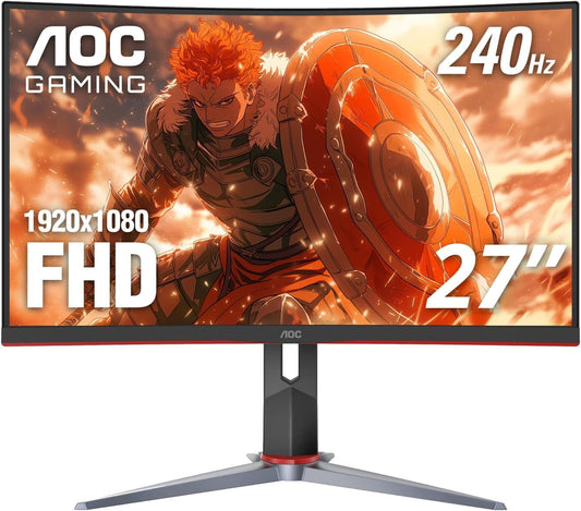 Curved Ultra-Fast Gaming Monitor Black, 27 Zero Dead Pixel Guarantee.