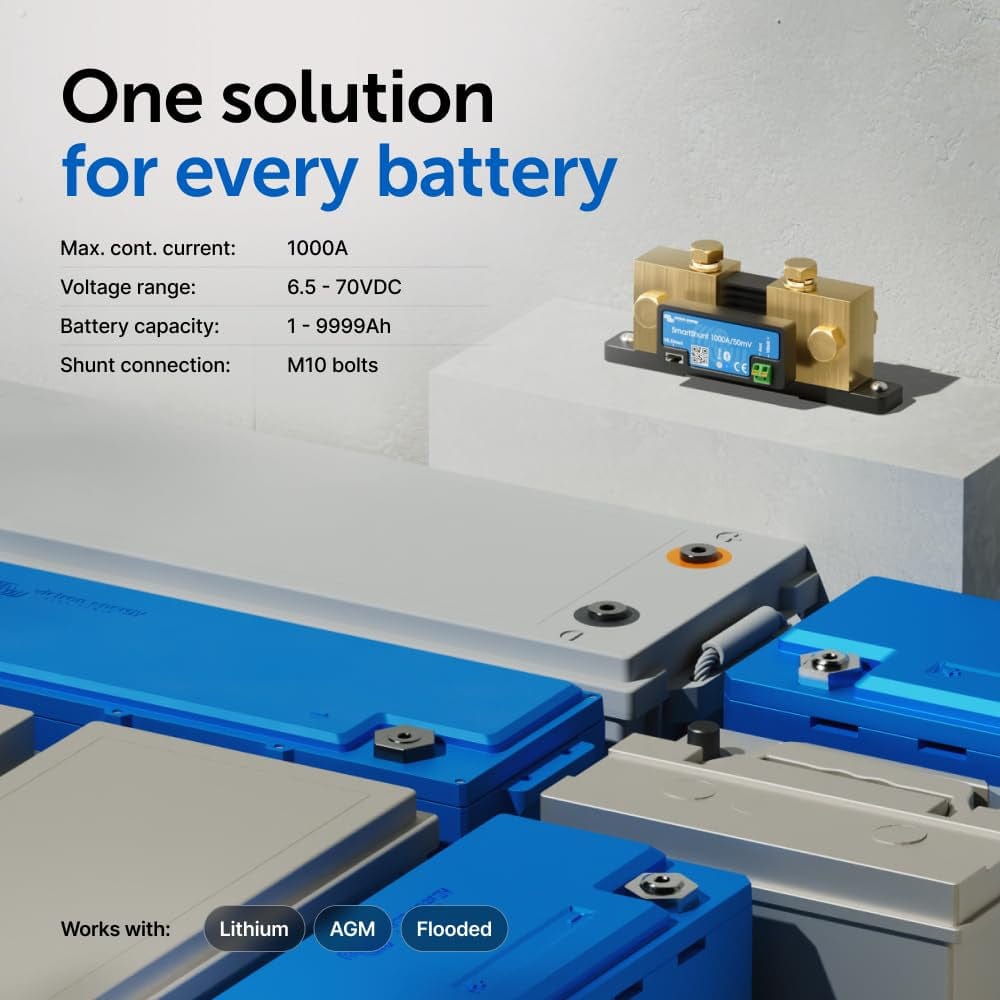 Smartshunt Battery Monitor (Bluetooth) - Victron Smart Shunt - 6.5V-70V, 1000 Amp.