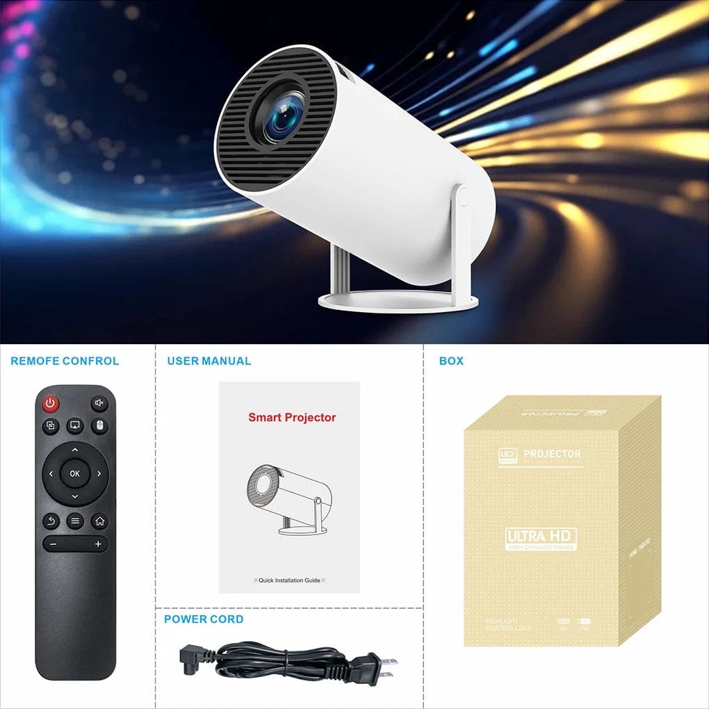 Mini Projector,Hy300 Pro Smart Projector,4K Projector with Wifi 6 and Bluetooth 5,Portable Projector with Android 11, Automatic Keystone Correction,180 Degree,130 Inch Display - Electronics