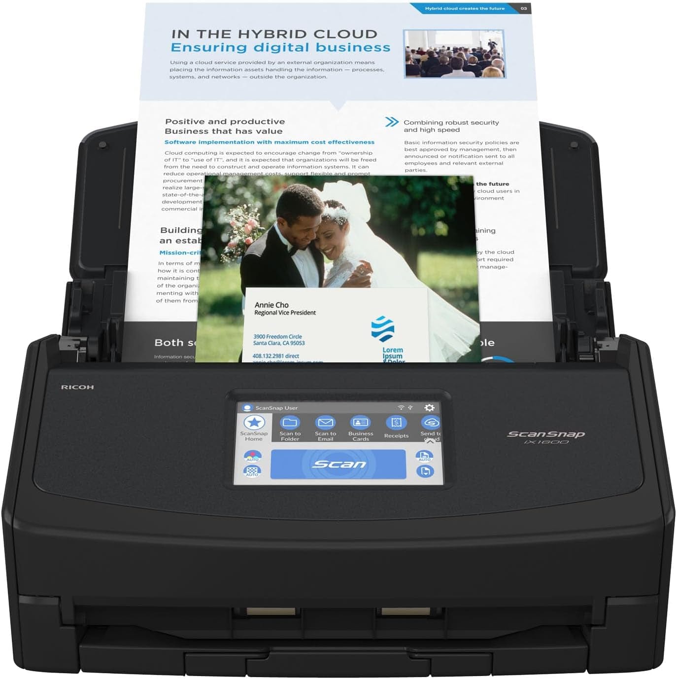 Wireless or USB High-Speed Cloud Enabled Document- Photo-Receipt Scanner.