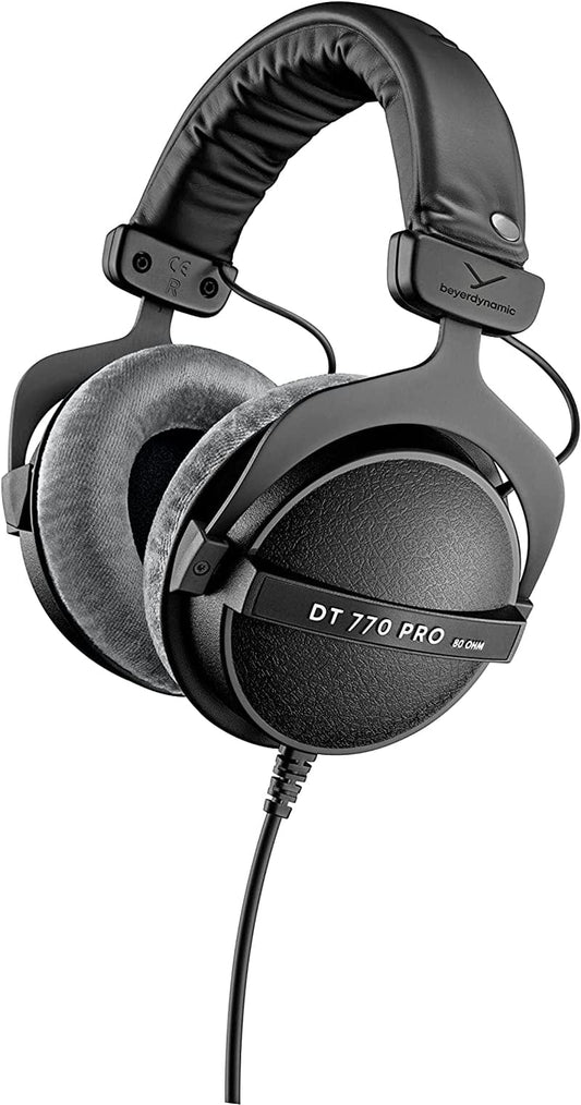 PRO 80 Ohm Over-Ear Studio Headphones in Gray. Enclosed Design.