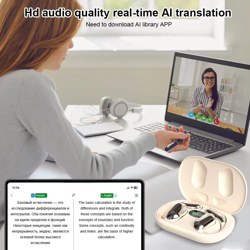 3-In-1 AI Translator Earbuds 144 Languages Noise Cancelling - Electronics