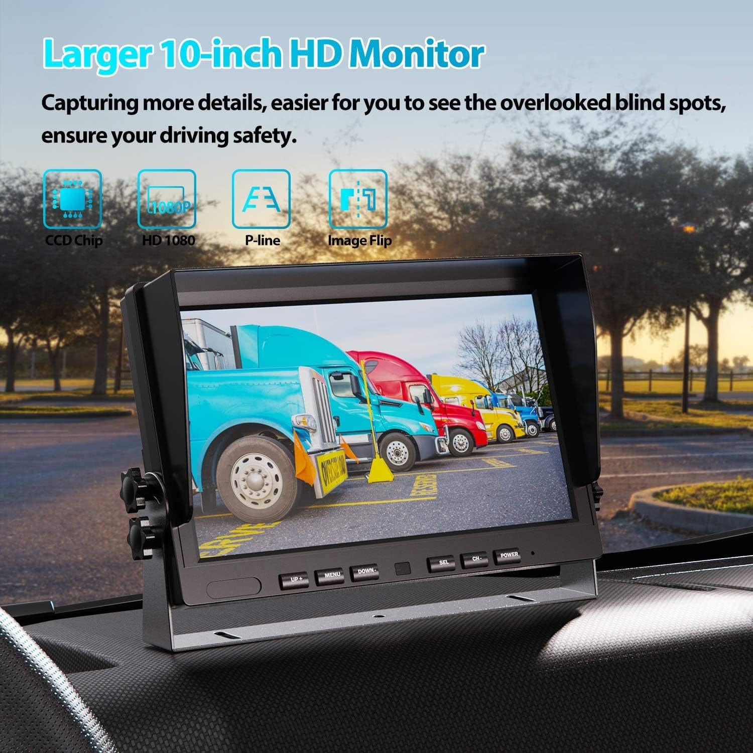 Wired Backup Camera System,10-Inch HD Dual Split.