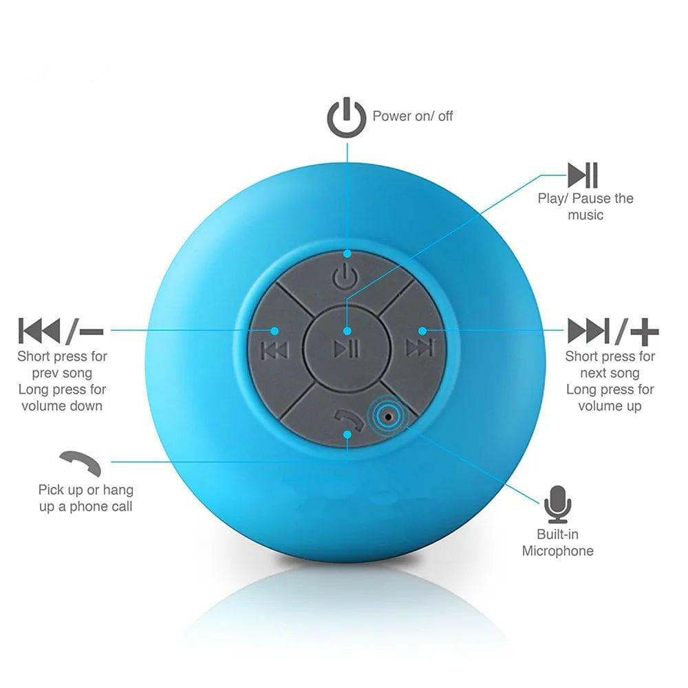 Mini Bluetooth Speaker Shower Subwoofer Waterproof Handsfree Loudspeaker with Suction Cup Mic for Bathroom Pool Beach Car Phone - Electronics