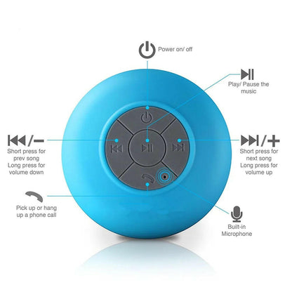 Mini Bluetooth Speaker Shower Subwoofer Waterproof Handsfree Loudspeaker with Suction Cup Mic for Bathroom Pool Beach Car Phone - Electronics