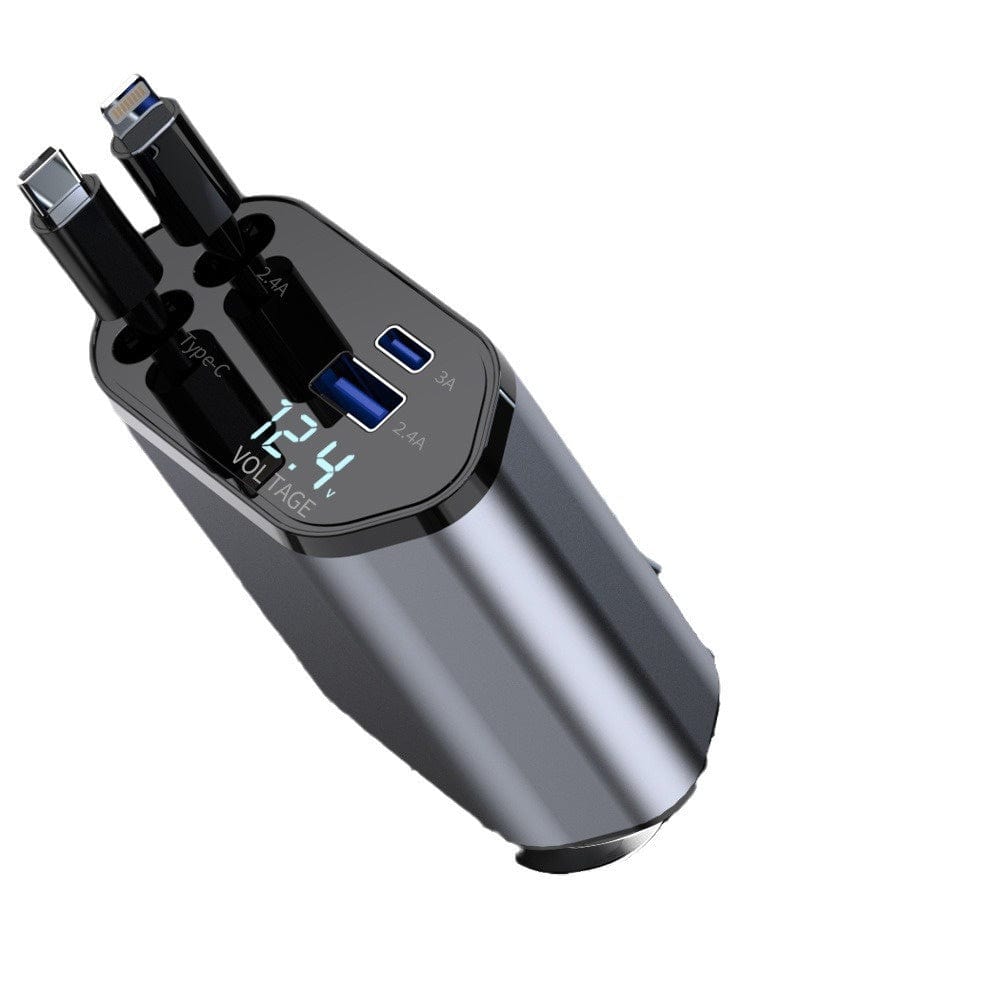 4 in 1 Retractable Car Charger, 100W Fast Car Phone Charger.