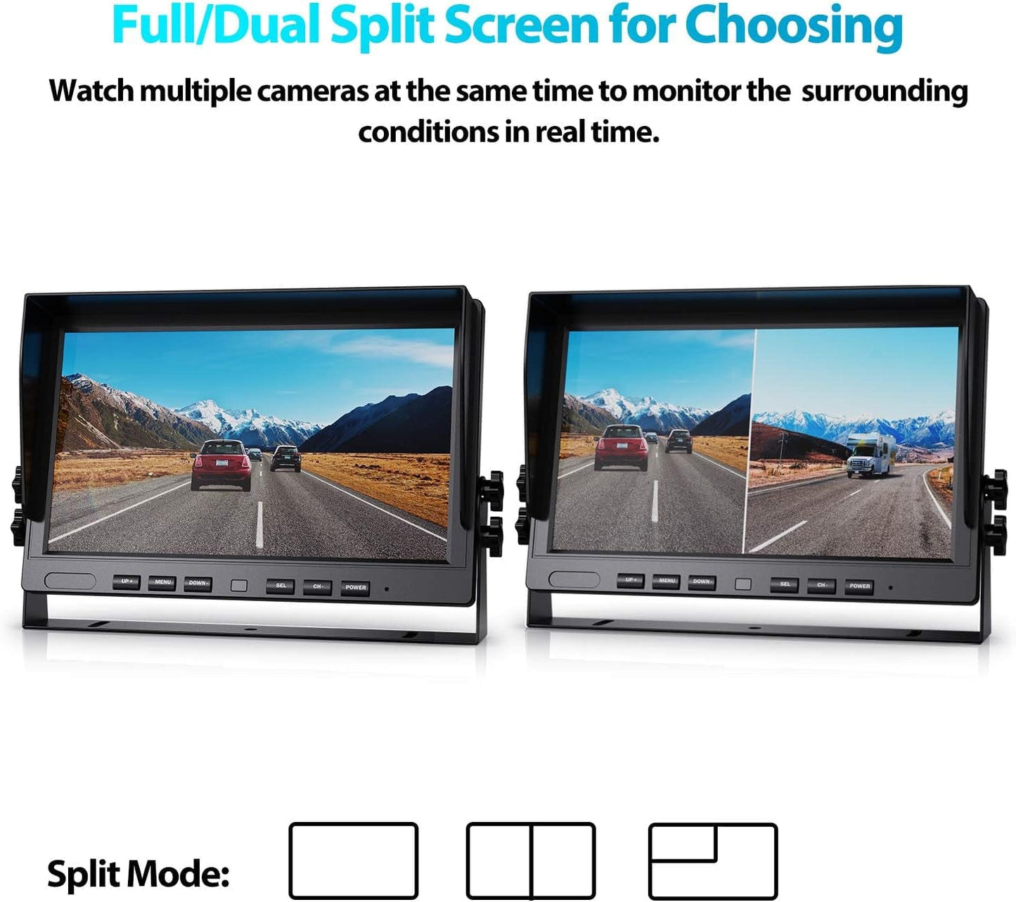 Wired Backup Camera System,10-Inch HD Dual Split.