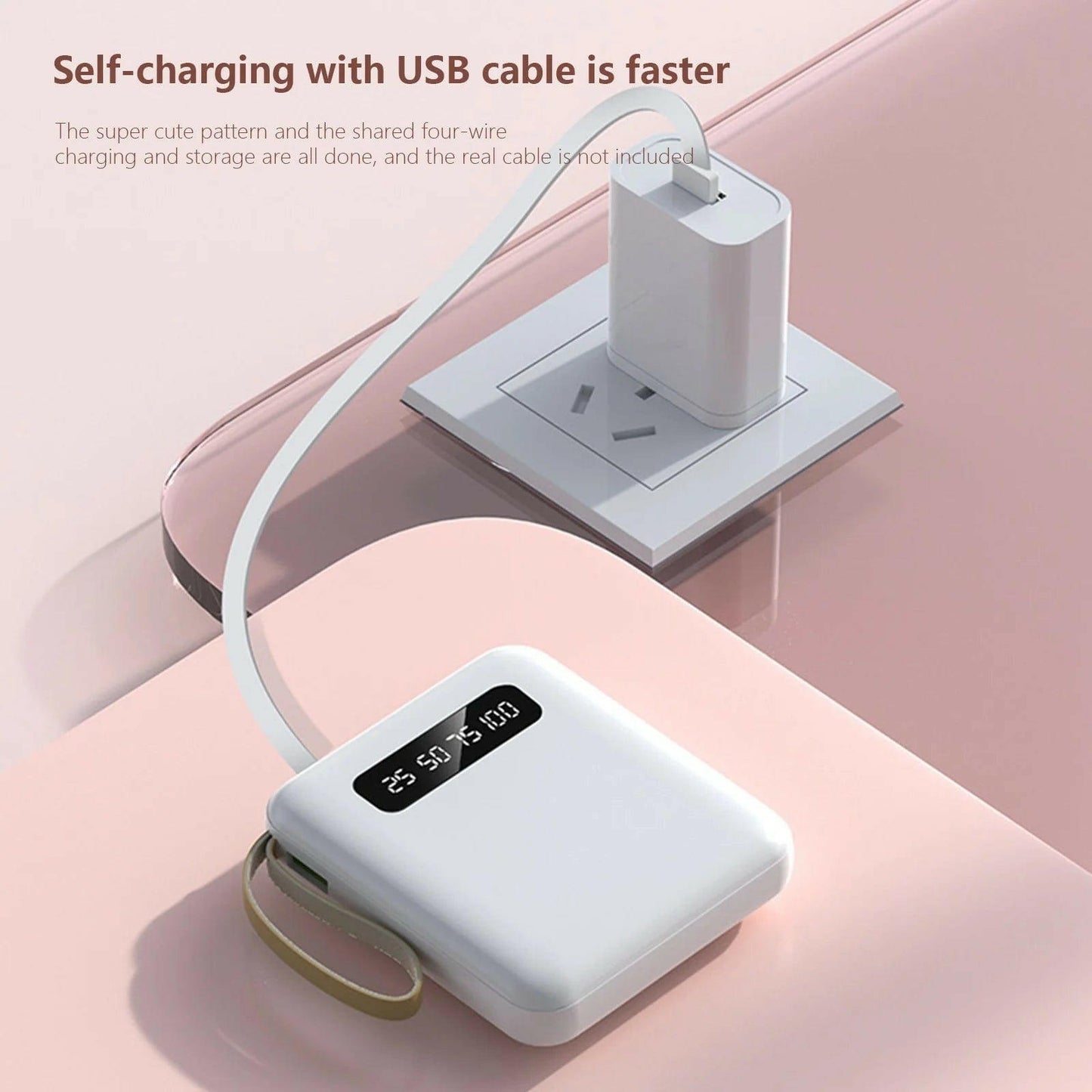 SAFE and STABLE Mobile Power! Portable Charger with Built in Cables,10000Mah Mini Power Bank,4 Output 3 Input External Battery Pack Phone Charger Smart Devices and Cell Phone20% Off - Electronics