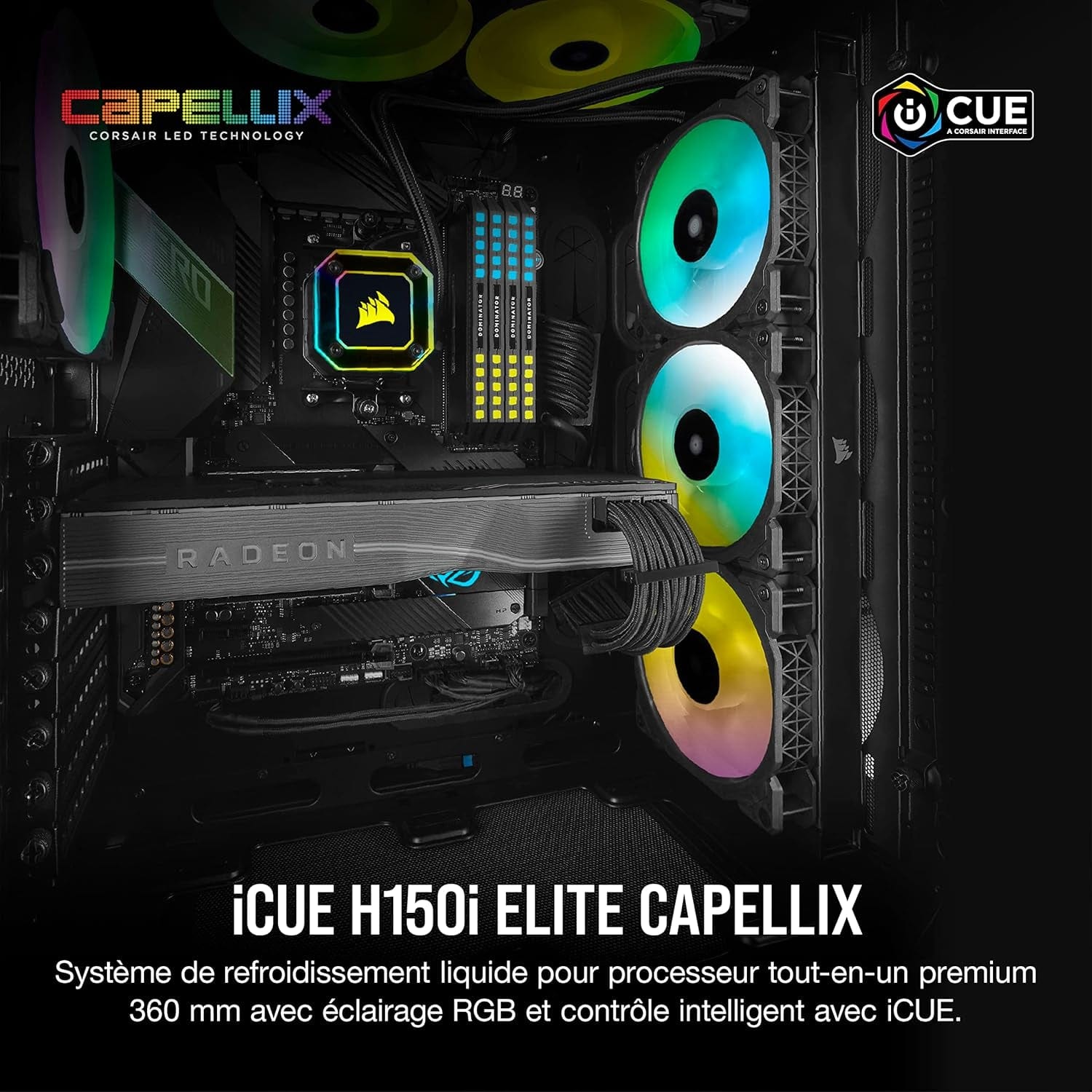 Icue H150I Elite Capellix Liquid CPU Cooler.